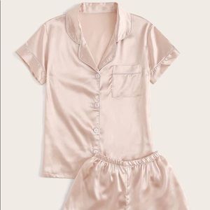 Blush satin PJ set